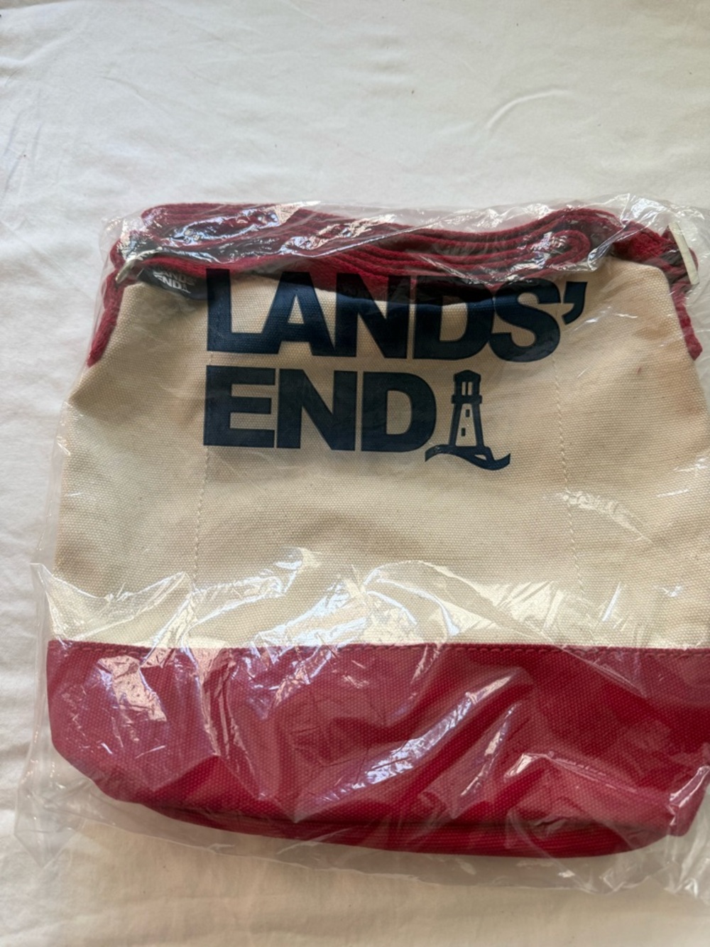 Lands' End Canvas Crossbody Bag in Natural and Scarlet